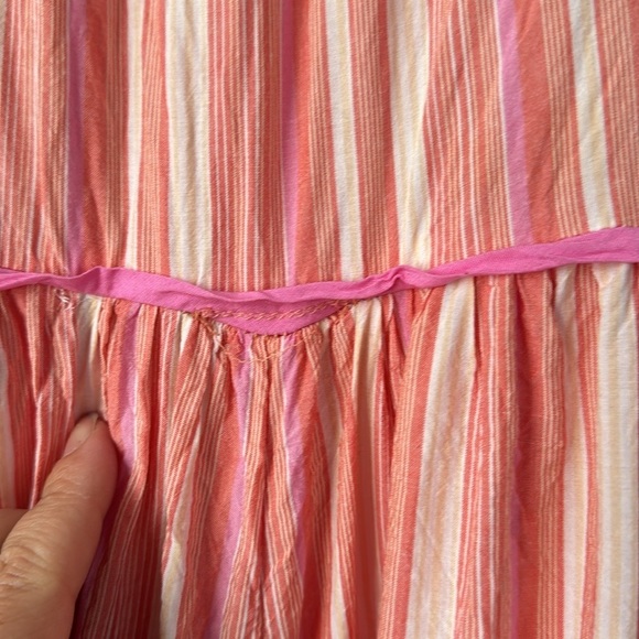Anthropologie Lounge wide leg Romper Size Medium stripe pink and orange - Picture 6 of 9